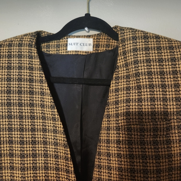 Vintage Suit Club Womens 60% Rayon Blazer Brown And Black Size M/L - Picture 3 of 5